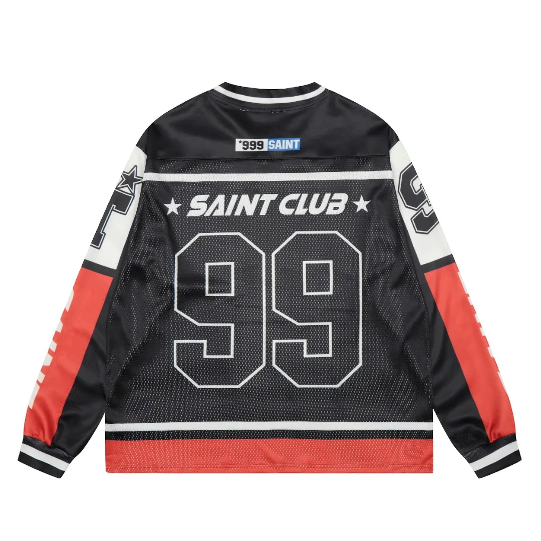 SAINT MICHAEL mesh splicing long-sleeved vintage bottoming shirt Style number: S3603 Size: M L XL Wholesale price: 136 Color: Picture color